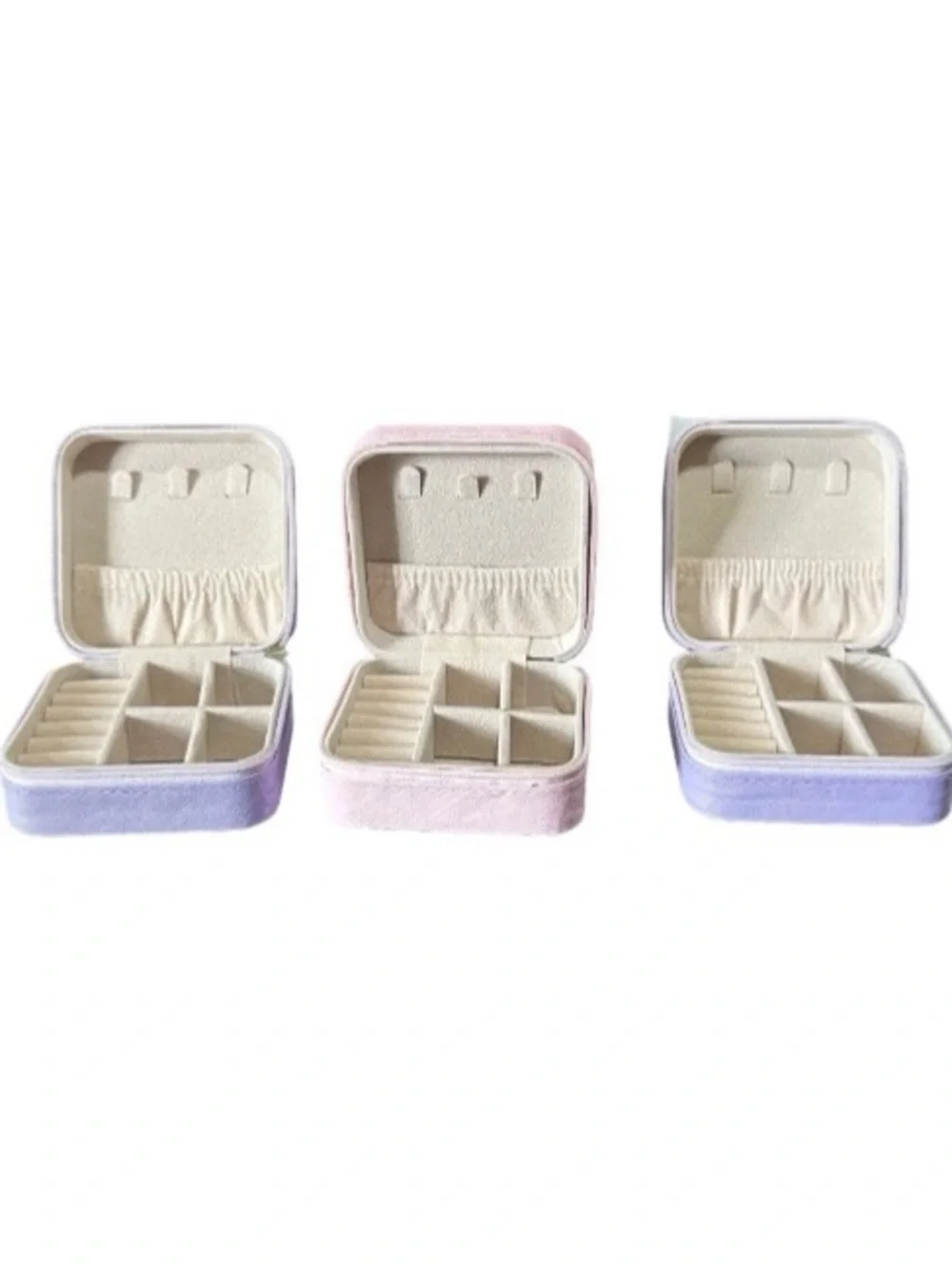 Mini Jewelry Boxes Lot Of 3 Zip Around Travel Case Embroidered Strawberry Bow